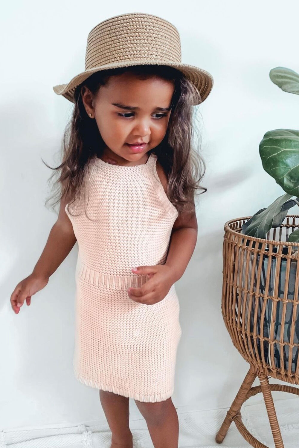 BABY GIRL ANDI KNIT DRESS in colour SEASHELL PINK