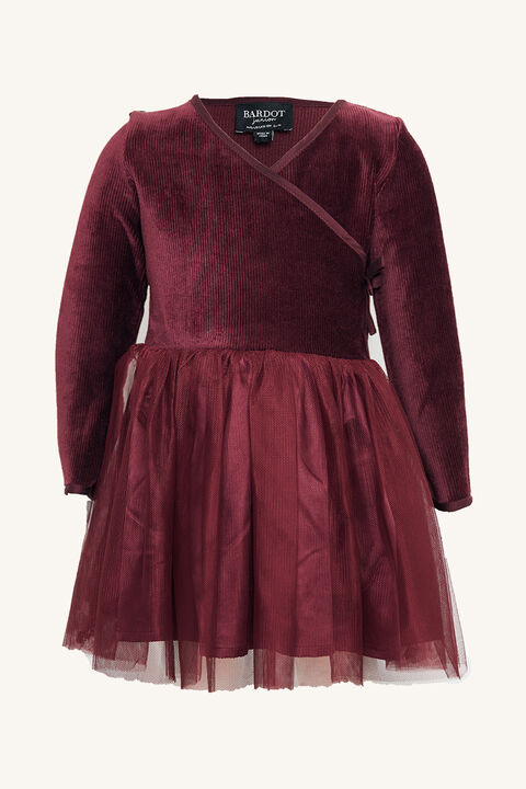 BABY GIRL WRAP BALLET DRESS in colour RHODODENDRON