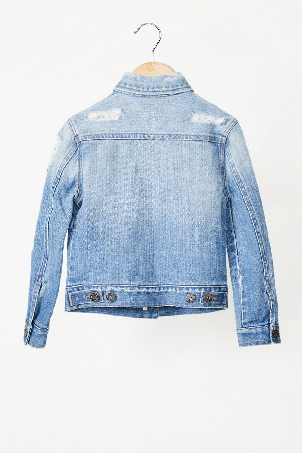 Girls Ripped Denim Jacket in Lt Denim