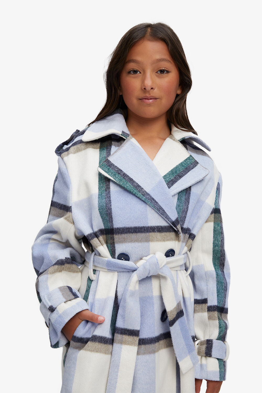 GIRLS ZARIA CHECK COAT in colour ANGEL FALLS
