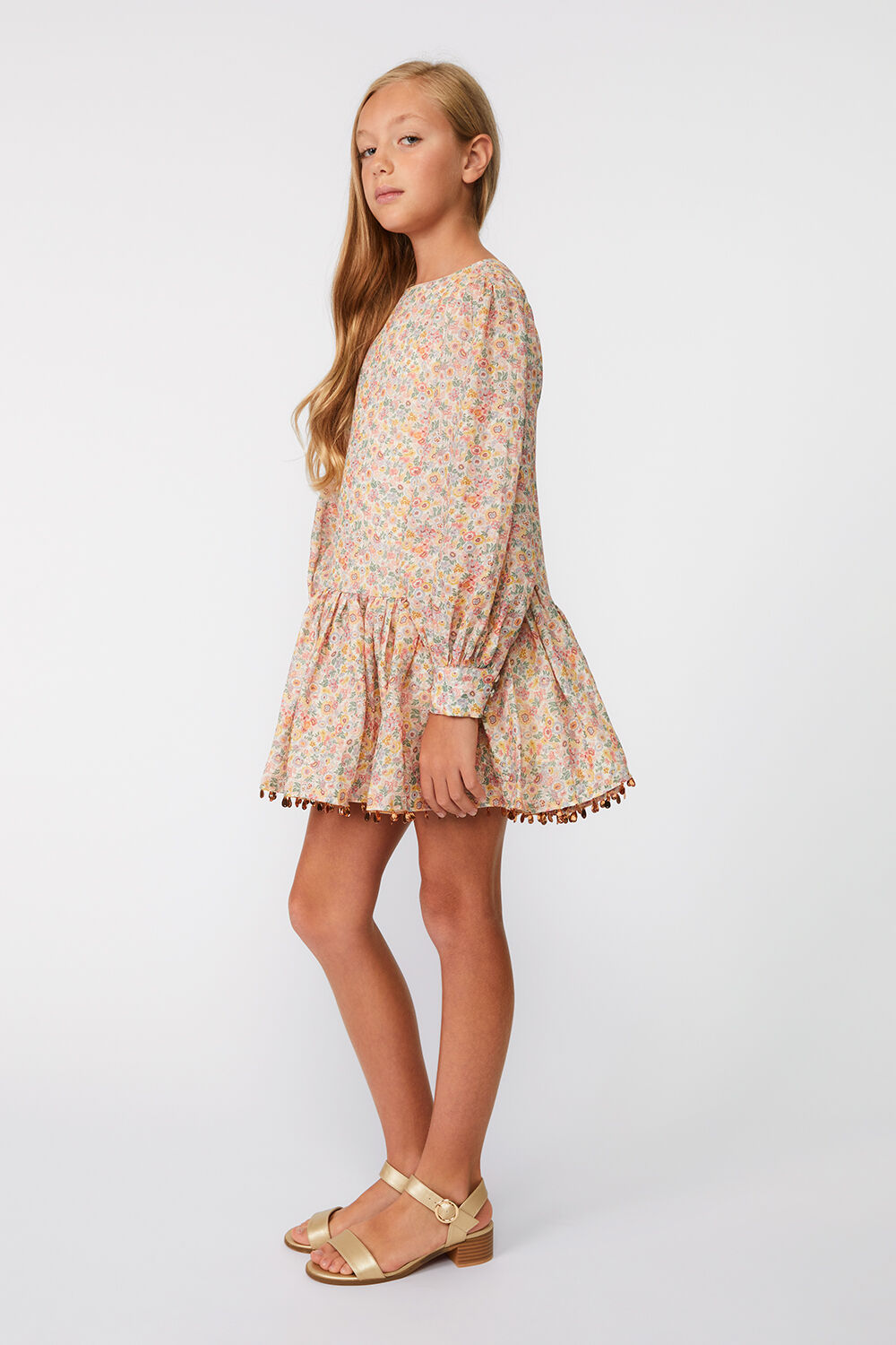 Girls AMELIA DITSY MINI DRESS in colour VIBRANT YELLOW