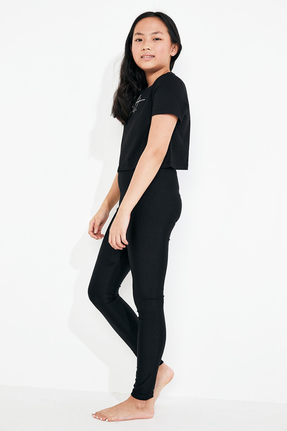 Tween Girl Roller Legging In Jetblack