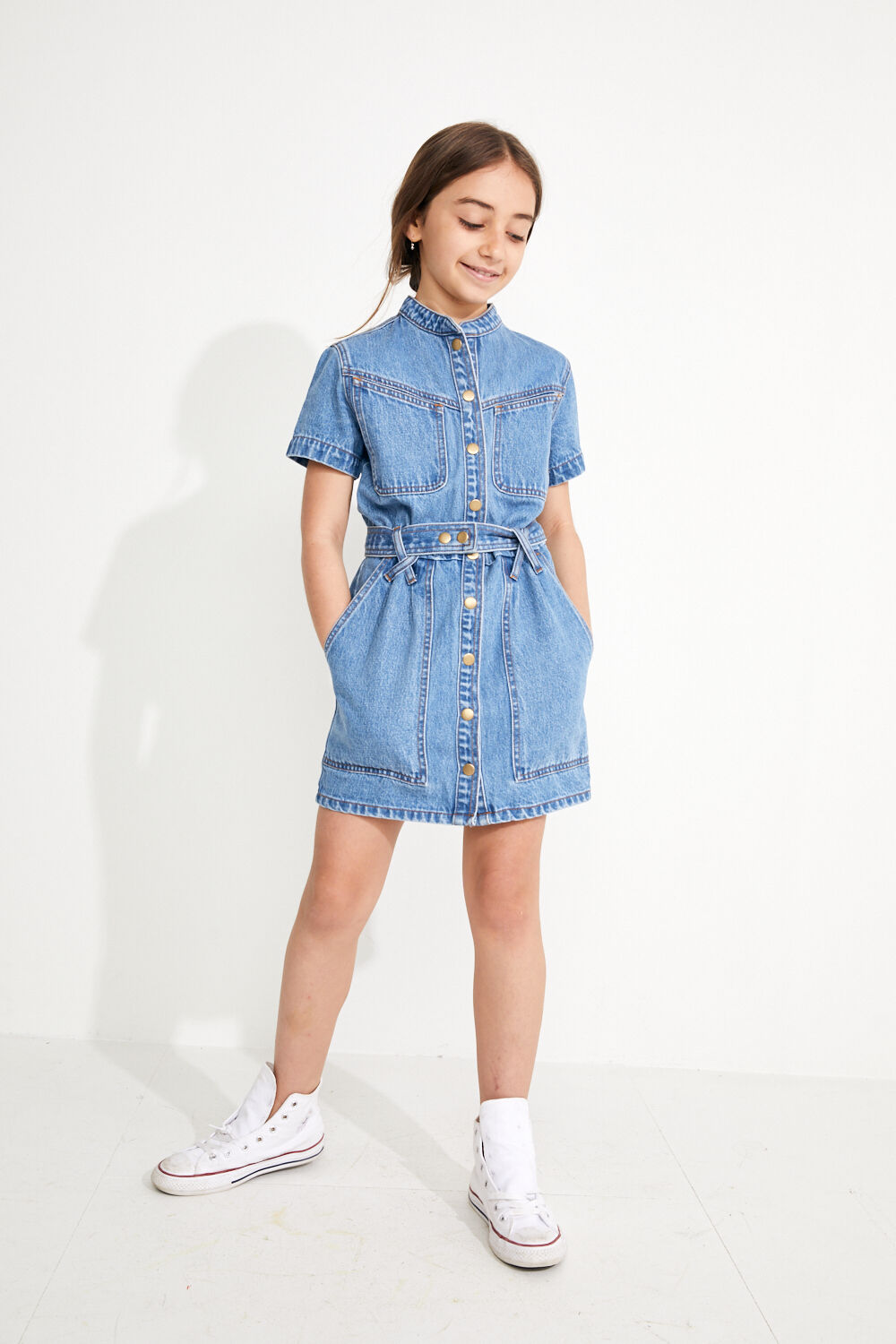 Girls Stacey Denim Dress in Vintage