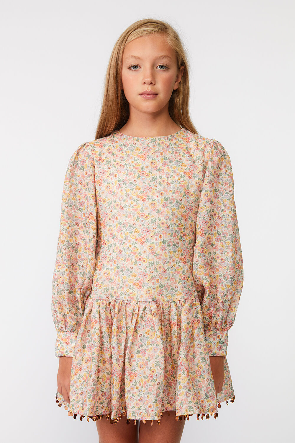 Girls AMELIA DITSY MINI DRESS in colour VIBRANT YELLOW