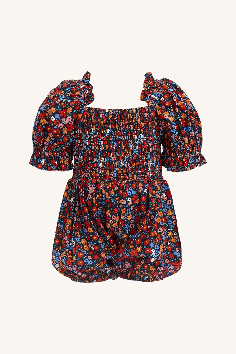 BABY GIRL SHIRRED DITSY FLORAL GROW in colour CAVIAR
