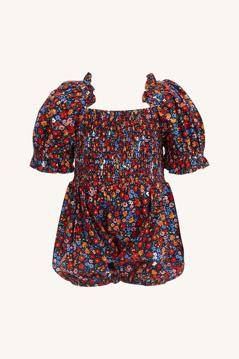 BABY GIRL SHIRRED DITSY FLORAL GROW in colour CAVIAR