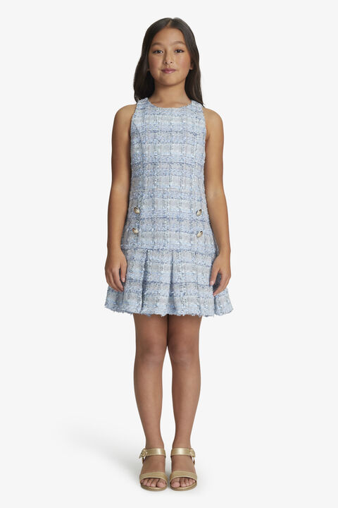 GIRLS MIAMI BOUCLE DRESS in colour CLASSIC BLUE