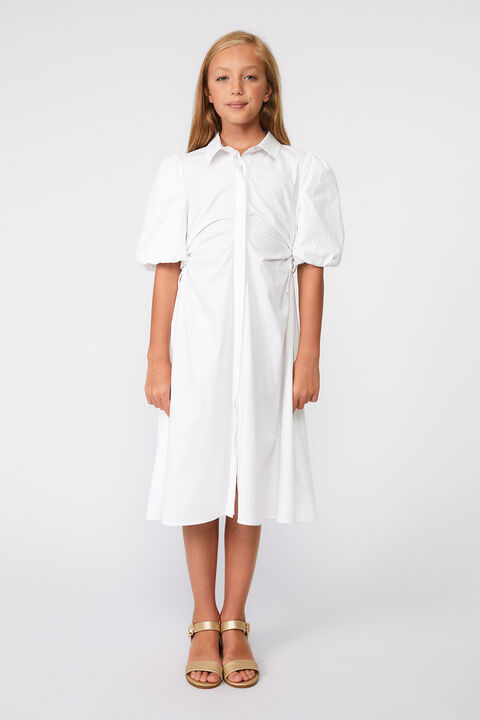 GIRLS CUT OUT MIDI SHIRT DRESS in colour BRIGHT WHITE