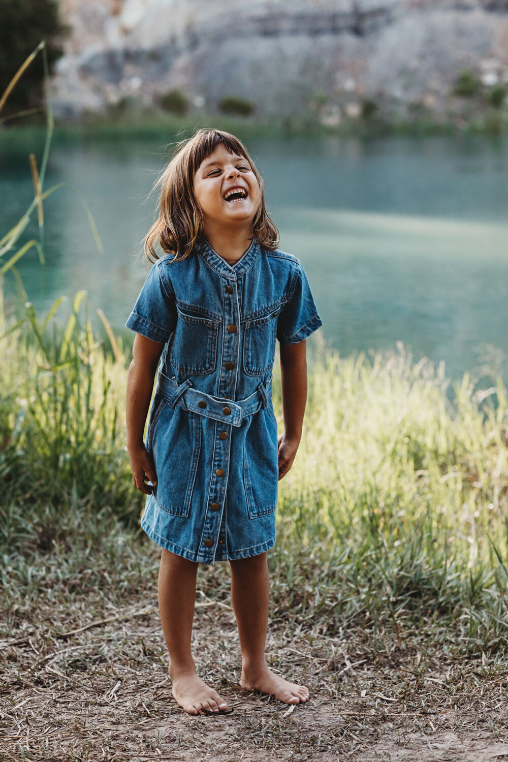 Girls Stacey Denim Dress in Vintage