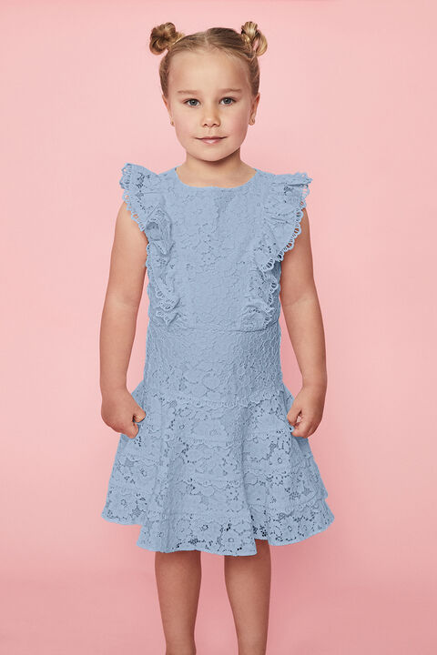 GIRLS LILY LACE DRESS in colour BABY BLUE