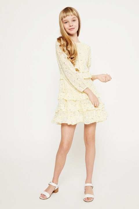 GIRLS HENRI FLORAL DRESS in colour PASTEL YELLOW