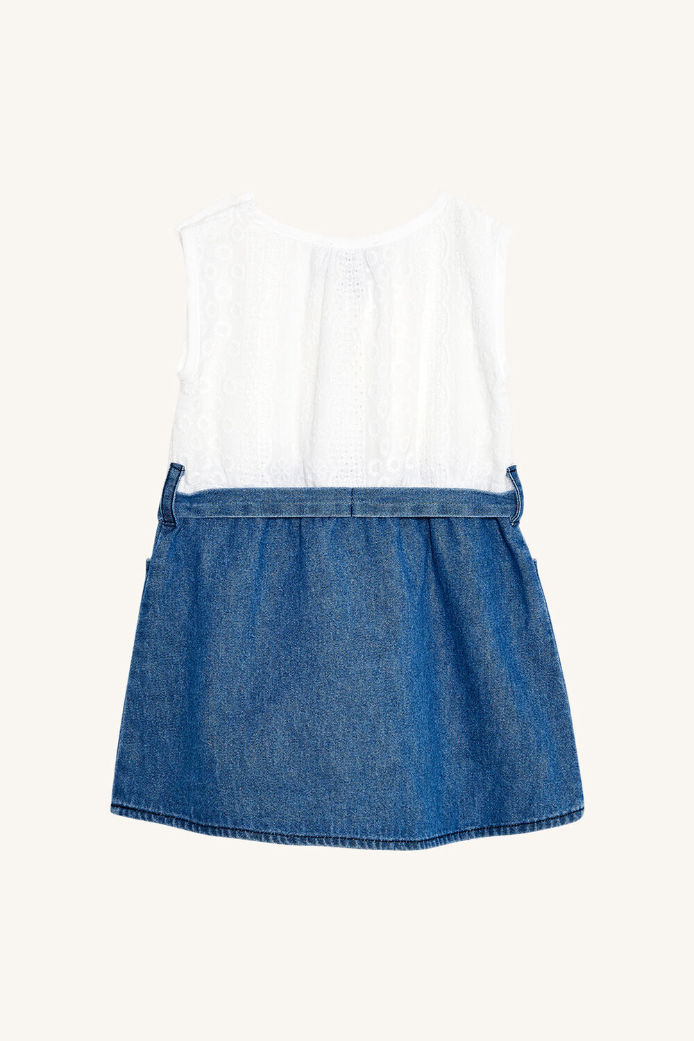 BABY GIRL CHAMBRAY 2 FA DRESS in colour CLOUD DANCER