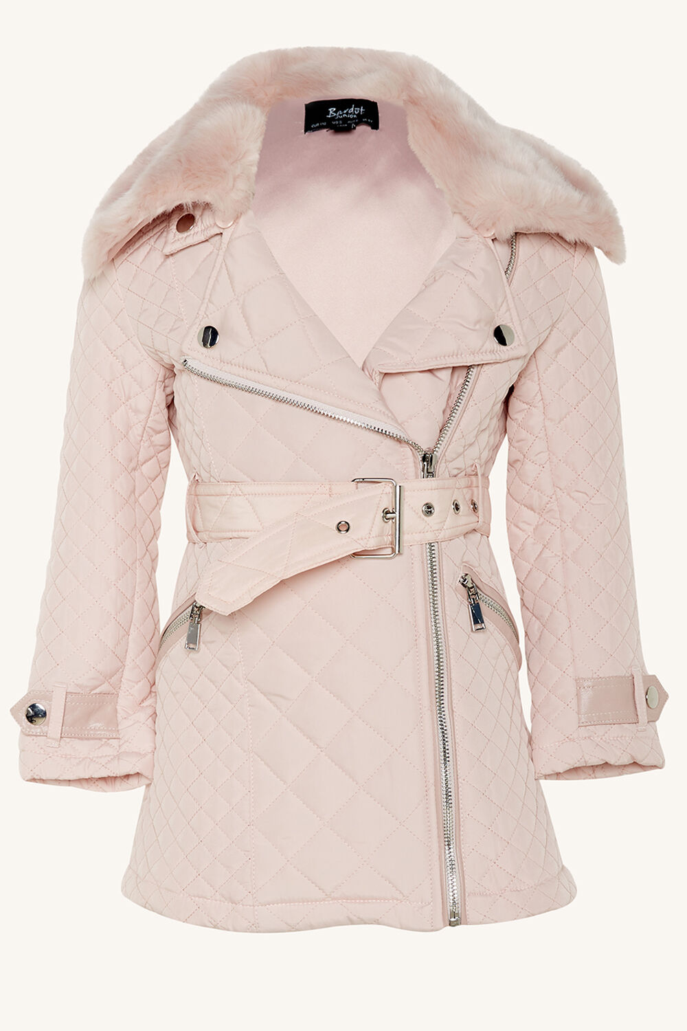 JUNIOR GIRL GRACE QUILTED COAT in colour PRIMROSE PINK