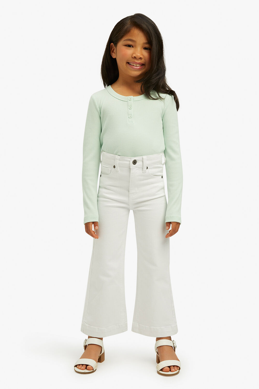 Girls Lora Wide Leg Jean in Ivory