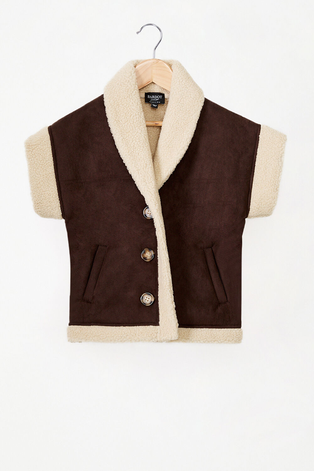 GIRLS FREYA SHEARLING VEST in colour CHOCOLATE BROWN