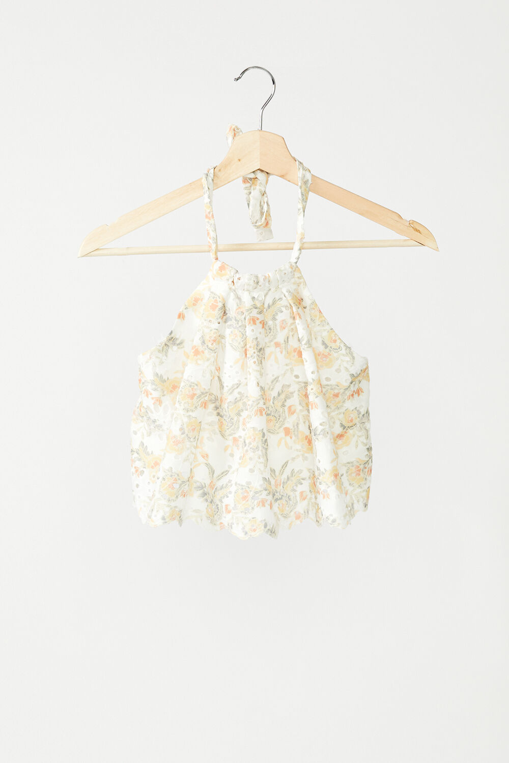 Tween Girl Broderie Halter in Tropical