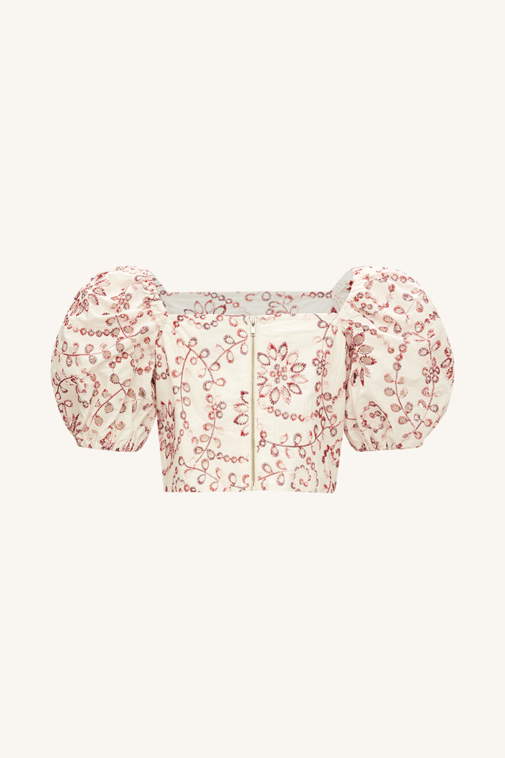 GIRLS AMELIA BRODERIE TOP in colour POINSETTIA
