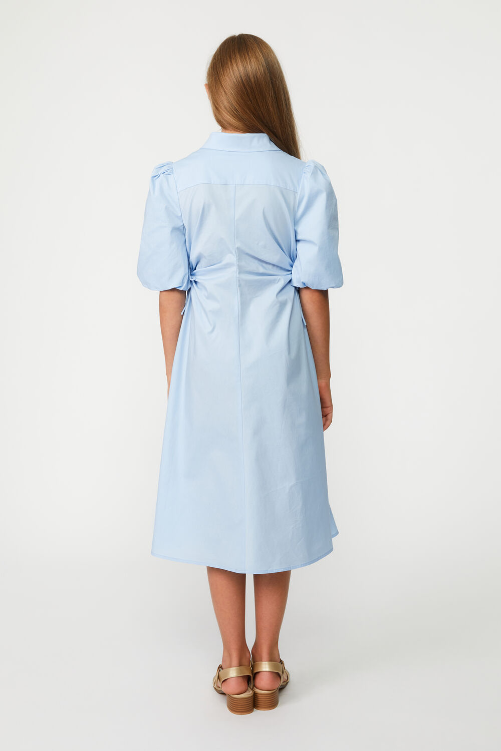 GIRLS CUT OUT MIDI SHIRT DRESS in colour CERULEAN