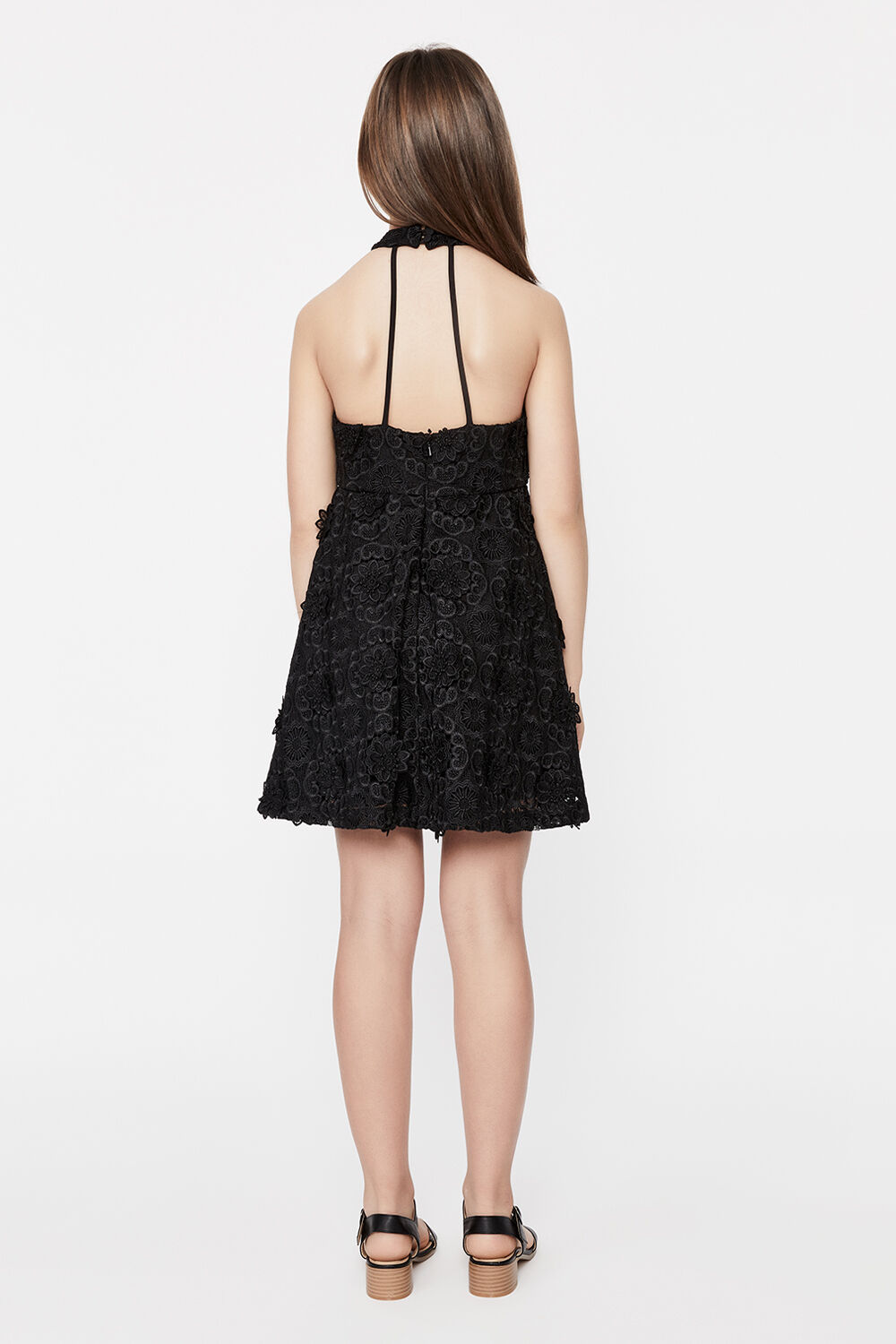 GIRLS VICTORIA WINDFLOWER LACE DRESS in colour CAVIAR
