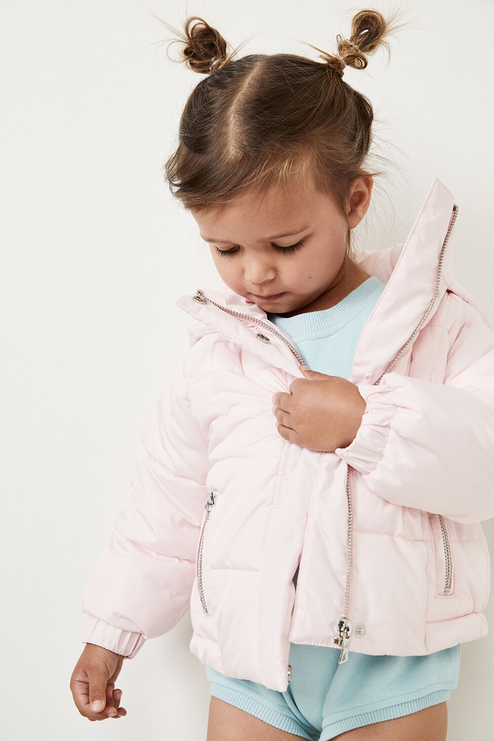 Baby Girl Meika Puffer Jacket in Blush