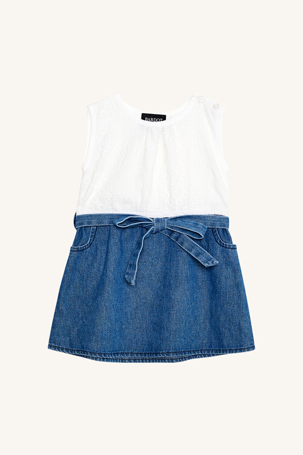 BABY GIRL CHAMBRAY 2 FA DRESS in colour CLOUD DANCER