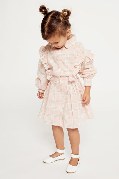 GIRLS LENI CHECK DRESS in colour PEARL