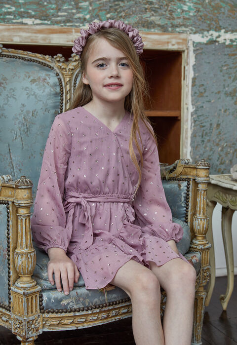 GIRLS CANDICE WRAP DRESS in colour SWEET LILAC