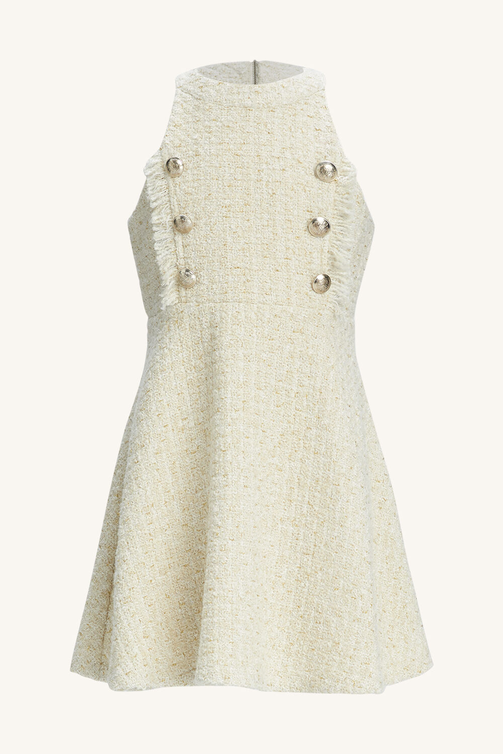 GIRLS ROMA BOUCLE DRESS in colour PEARLED IVORY