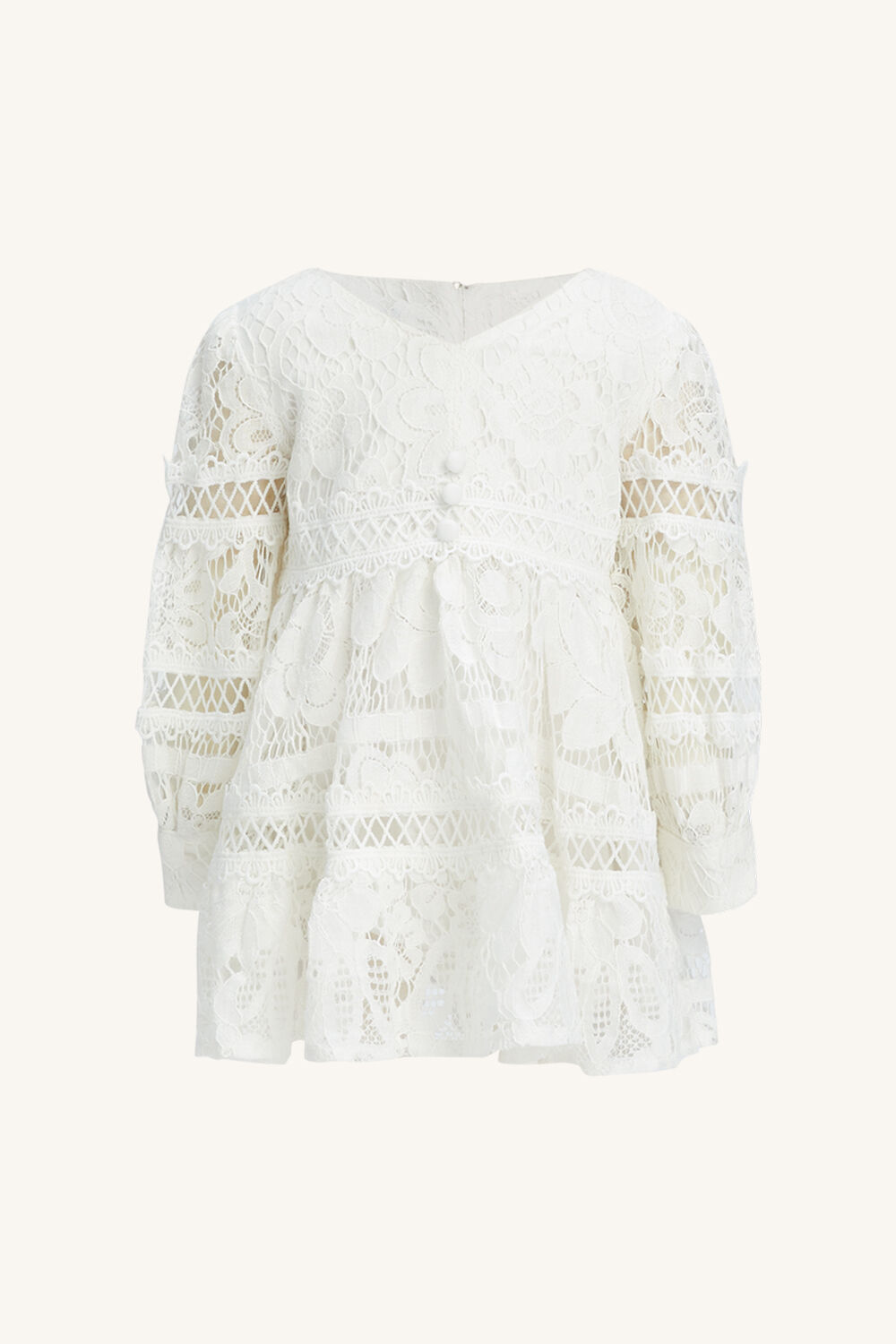 BABY GIRL VENICE FLORAL LACE DRESS in colour CLOUD DANCER
