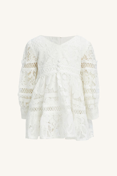 BABY GIRL VENICE FLORAL LACE DRESS in colour CLOUD DANCER