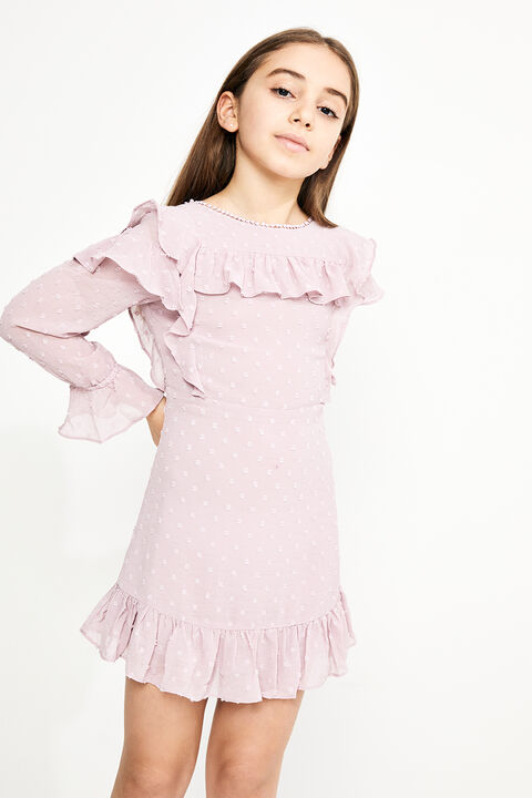 Tween Girl Abbie Ruffle Dress in Lilac