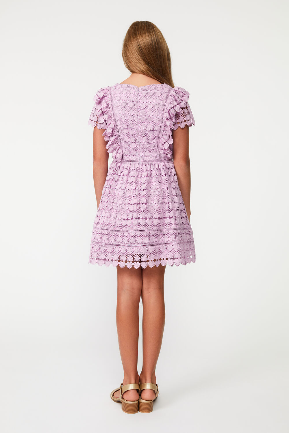 Girls HEART LACE DRESS in colour PETAL PINK