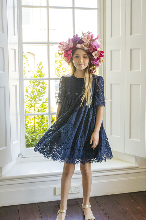 Girls ALICE LACE DRESS in colour MARITIME BLUE