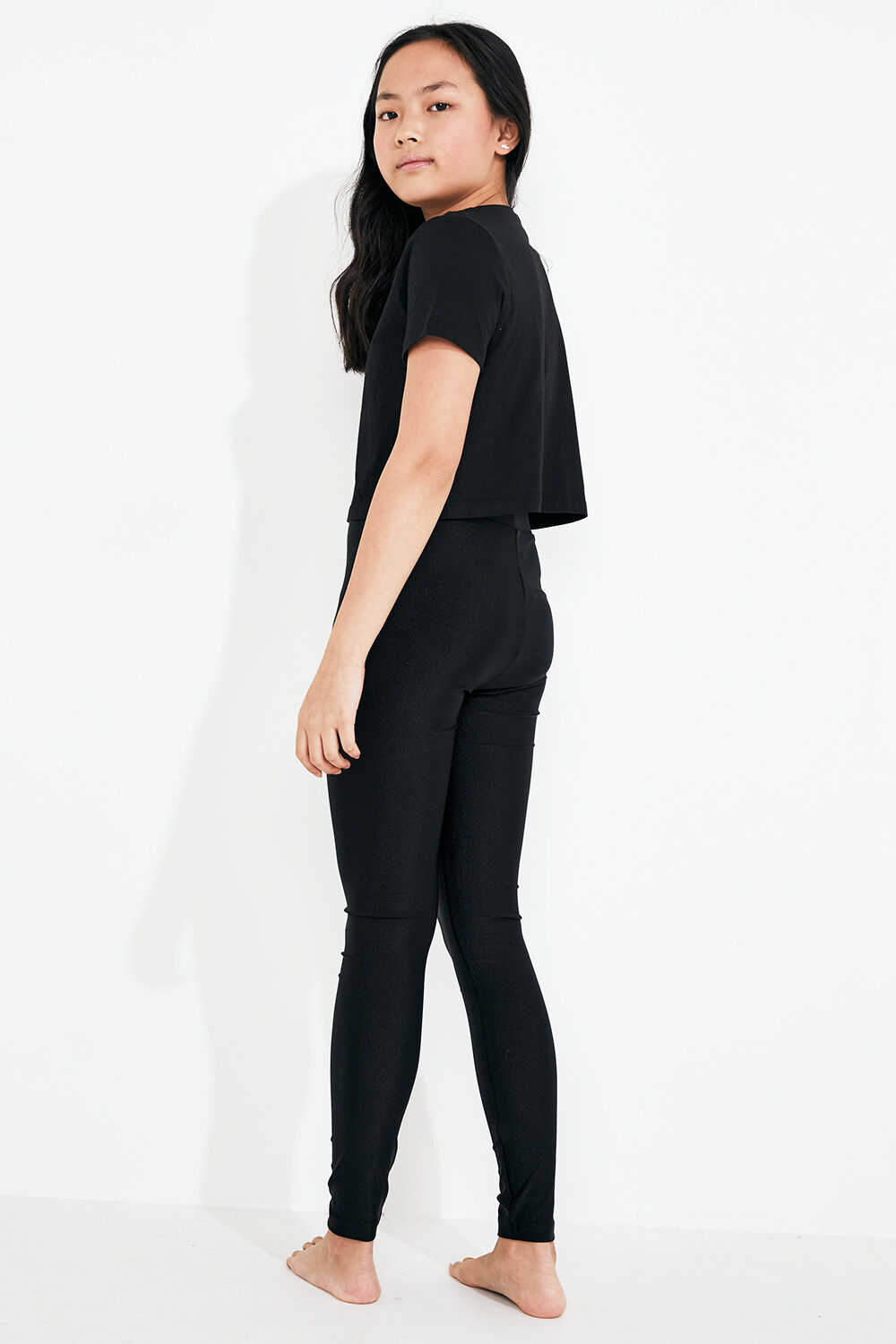 Tween Girl Roller Legging In Jetblack