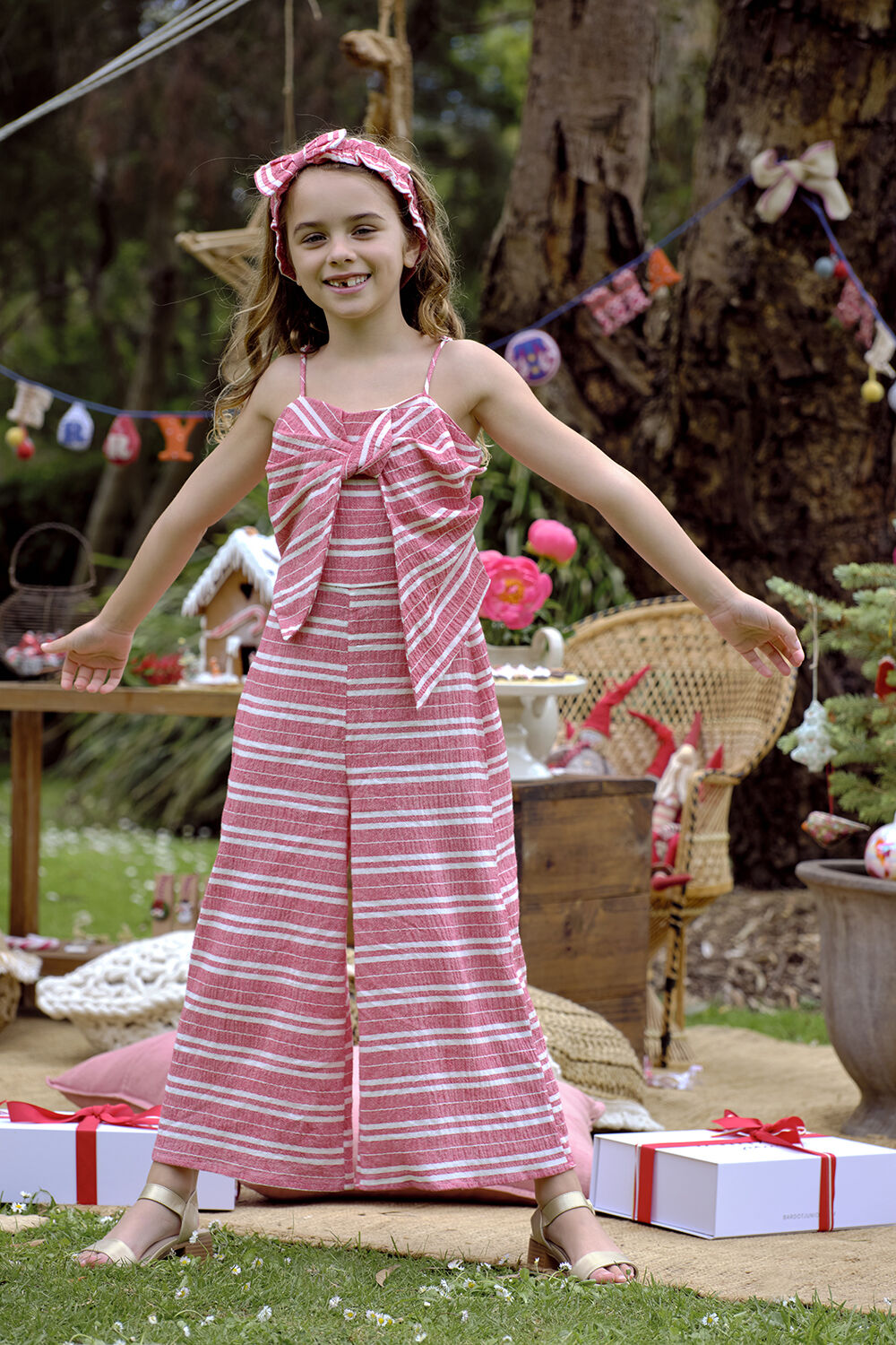 GIRLS LINA WIDE LEG JUMPSUIT in colour TANGO RED