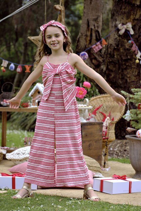 GIRLS LINA WIDE LEG JUMPSUIT in colour TANGO RED