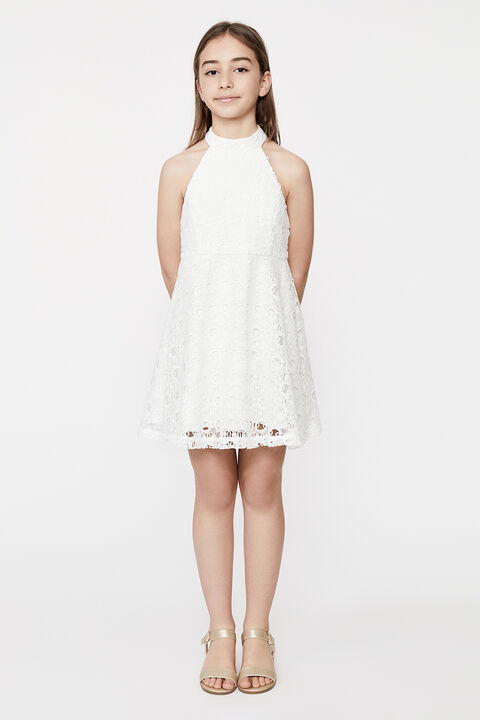 GIRLS VICTORIA RING LACE DRESS in colour CLOUD DANCER