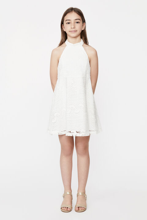GIRLS VICTORIA FAN LACE DRESS in colour CLOUD DANCER