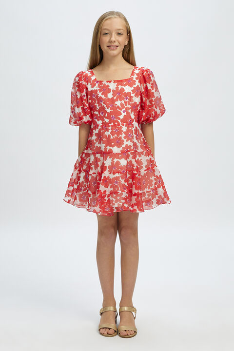 GIRLS HALLIE MINI FLORAL DRESS in colour JET BLACK
