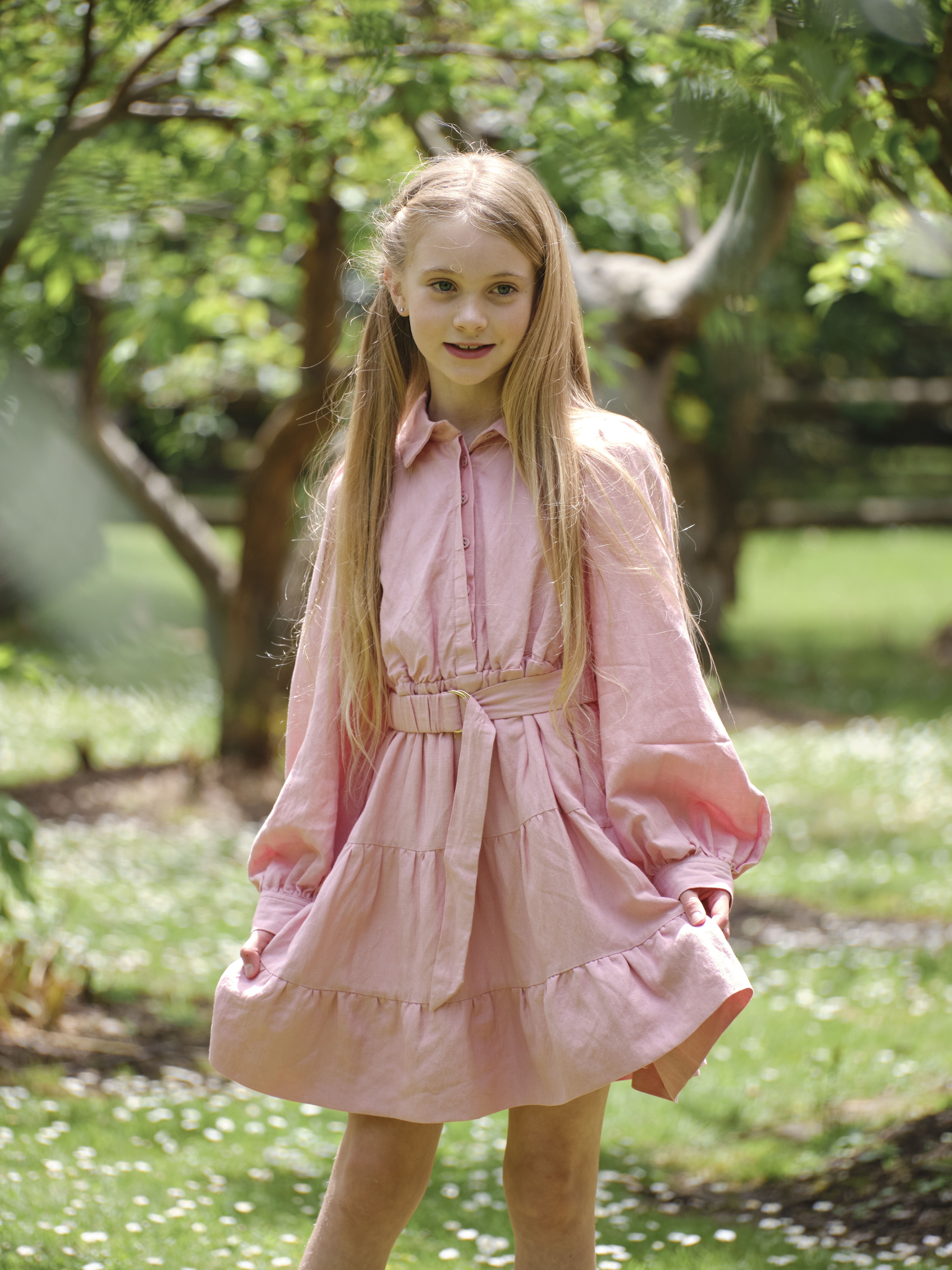 Girls pink shirt dress clearance