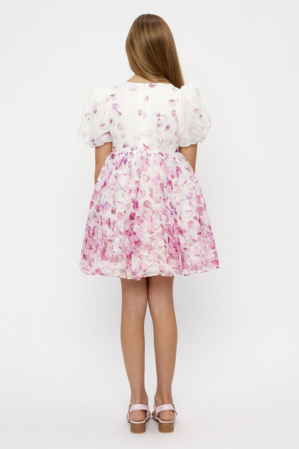 GIRLS HALEY PUFF MINI DRESS in colour PINK CARNATION