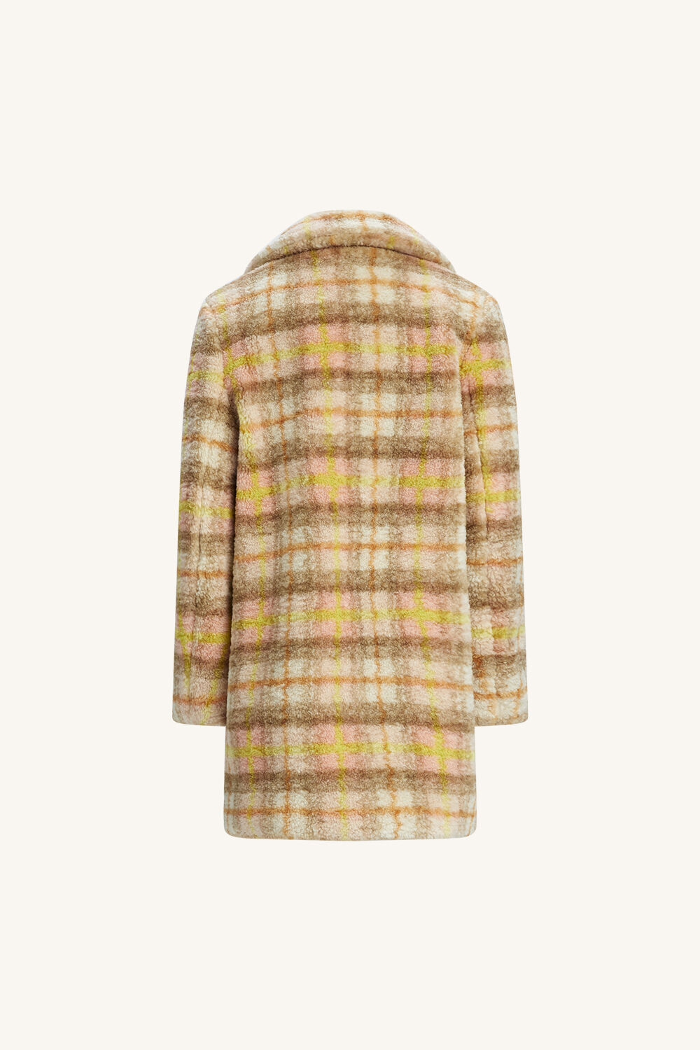 GIRLS CHECK FUR COAT in colour COCOA BROWN