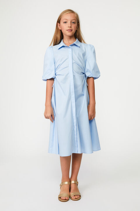 GIRLS CUT OUT MIDI SHIRT DRESS in colour CERULEAN