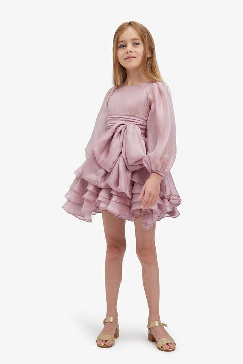GIRLS ENYA ORGANZA MINI DRESS in colour MELLOW ROSE
