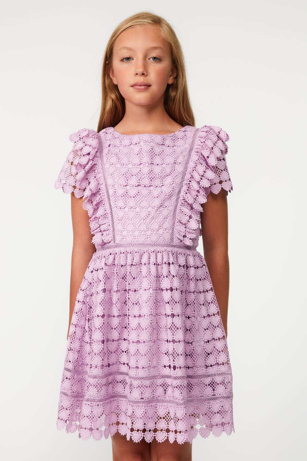Girls HEART LACE DRESS in colour PETAL PINK
