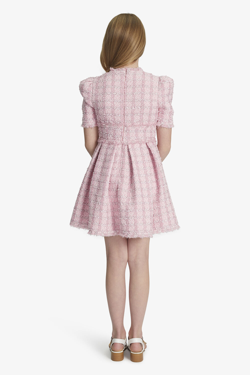 GIRLS BRIELLE BOUCLE DRESS in colour SACHET PINK