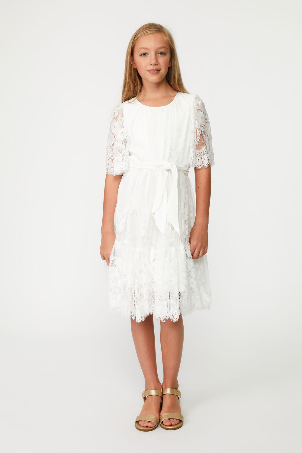 Girls JOELLE LACE DRESS in colour CLOUD DANCER