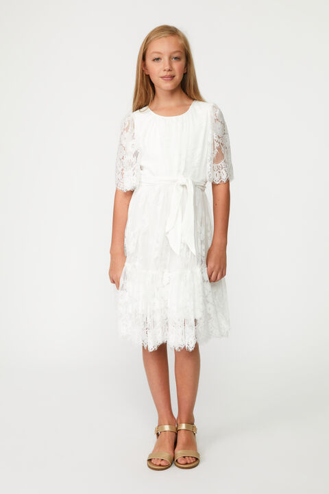 Girls JOELLE LACE DRESS in colour CLOUD DANCER