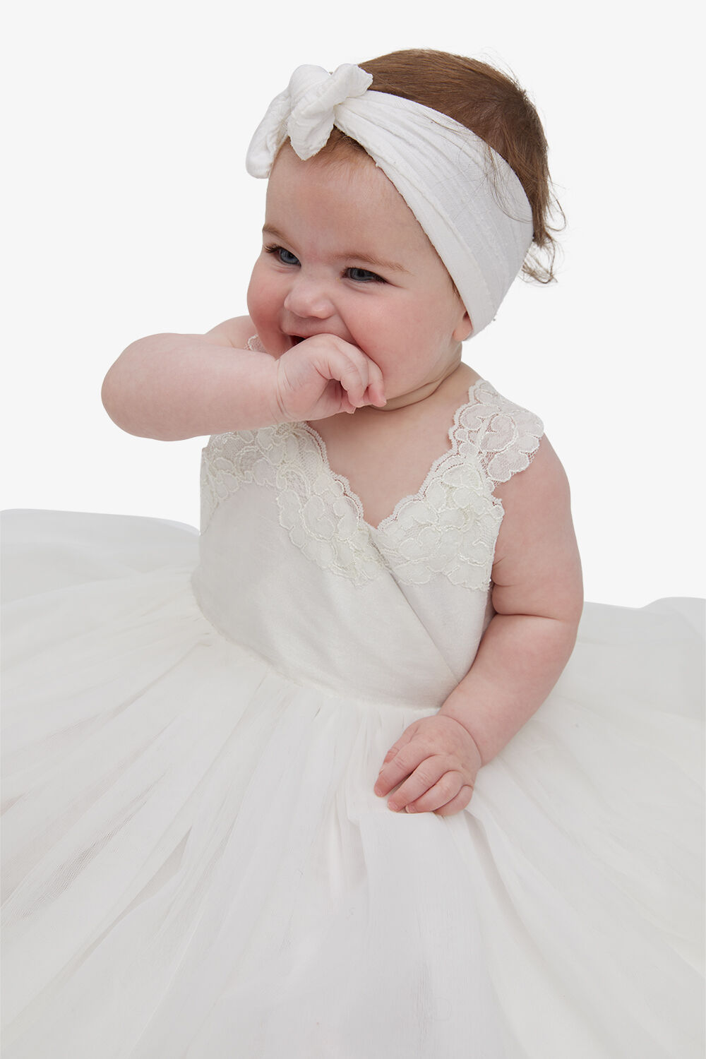 BABY GIRL MIA FLOWER GIRL DRESS in colour BRIGHT WHITE