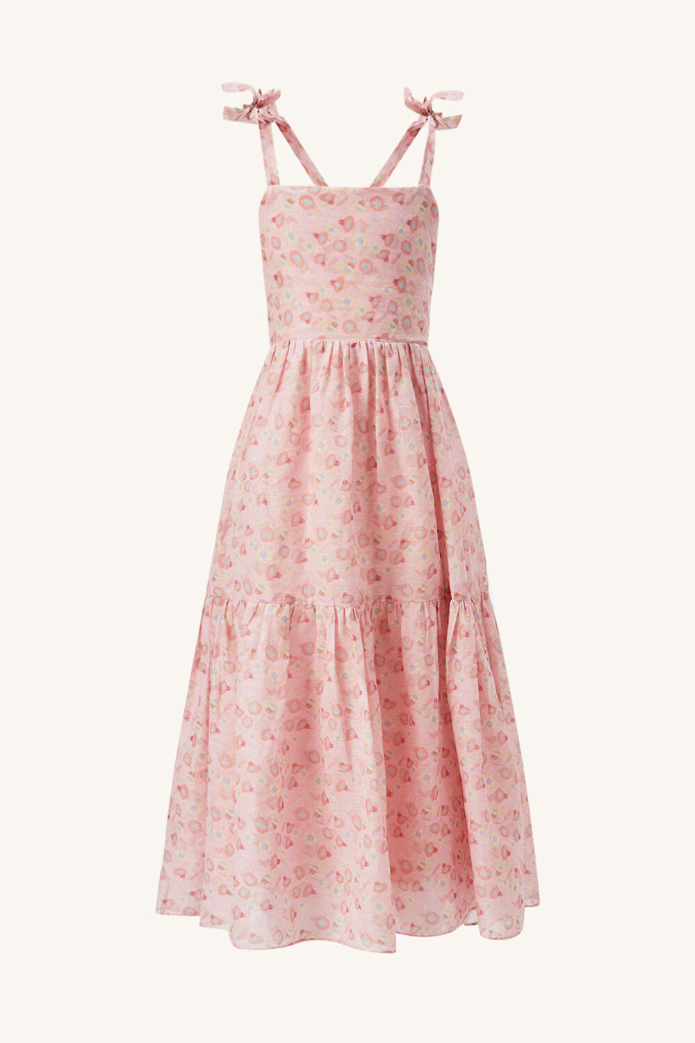 GIRLS TIERED FLORAL MAXI DRESS in colour PEACH WHIP